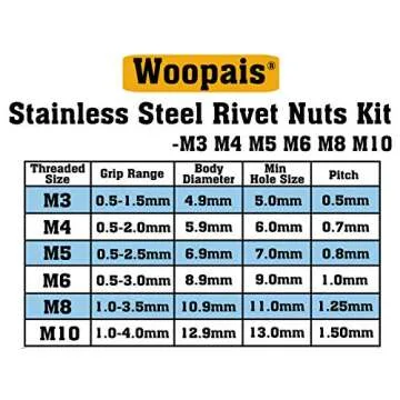 199-Piece Stainless Steel Rivnuts Fastener Kit - Durable & Versatile