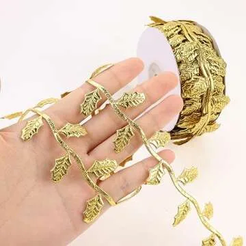 Gold Leaf Ribbon for Gift Wrapping and Decorations