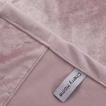 Cherry Home Super Soft Luxury Velvet Curtains Set of 2 Pink Flannel Blackout Drapes Grommet Draperies Eyelet 52Wx108L inch (2 Panels) with Tiebacks
