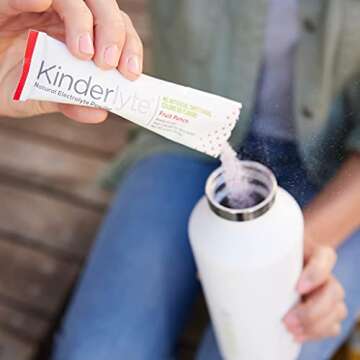 Kinderlyte Electrolyte Powder Drink Mix, Hydration Packets, No Artificial Sweeteners or Flavors, No Synthetic Dyes, Vegan, Non-GMO, Gluten Free, for Kids and Adults, Fruit Punch (16 Count)