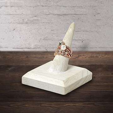 MOOCA 4-Piece Ring Display Stand Set -Jewelry Holder, Finger Ring Showcase Organizer, Wash White Color