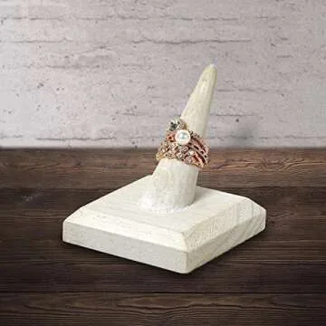 MOOCA 4-Piece Ring Display Stand Set -Jewelry Holder, Finger Ring Showcase Organizer, Wash White Color