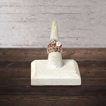 MOOCA 4-Piece Ring Display Stand Set -Jewelry Holder, Finger Ring Showcase Organizer, Wash White Color