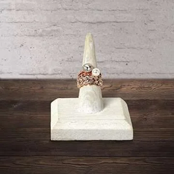 MOOCA 4-Piece Ring Display Stand Set -Jewelry Holder, Finger Ring Showcase Organizer, Wash White Color