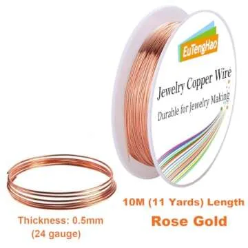 EuTengHao 6 Colors Jewelry Copper Wire Jewelry Beading Wire for Bracelet Necklaces Craft Jewelry Making Supplies (66 Yards,24 Gauge)