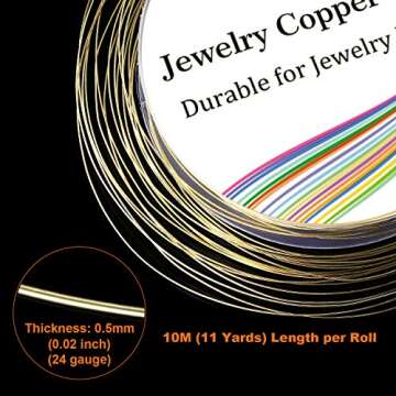 EuTengHao 6 Colors Jewelry Copper Wire Jewelry Beading Wire for Bracelet Necklaces Craft Jewelry Making Supplies (66 Yards,24 Gauge)