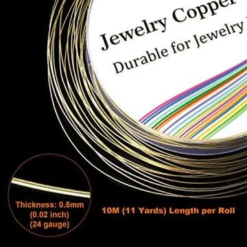 EuTengHao 6 Colors Jewelry Copper Wire Jewelry Beading Wire for Bracelet Necklaces Craft Jewelry Making Supplies (66 Yards,24 Gauge)