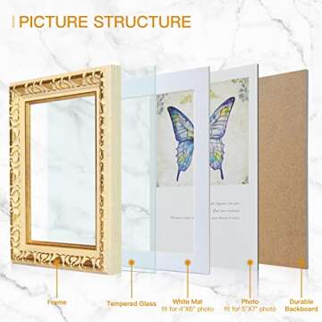 XUANLUO 5x7 2pcs Picture Frame Elegant Wood Grain Color Photo Frame with Tempered Glass Antique Frame for Desk Standing Wall Hanging Family Wedding Gifts