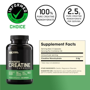 Optimum Nutrition Micronized Creatine Capsules 2500mg 100 Caps