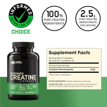 Optimum Nutrition Micronized Creatine Capsules 2500mg 100 Caps