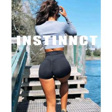 CFR Women Workout Shorts Gym Shorts Fitness Scrunch Butt Lifting High Waist Athletic Shorts Hot Shorts for Summer (Black,M)