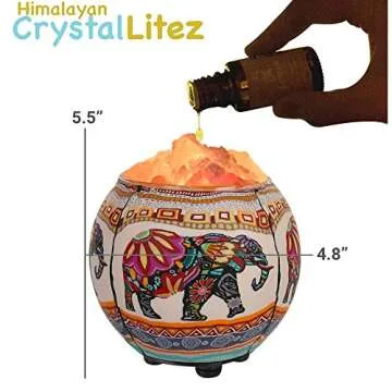 Himalayan CrystalLitez Himalayan Salt Lamp with UL Listed Dimmer Cord, Original Salt Crystals in A Handcrafted Artisan Bowl, Aromatherapy Salt Lamp (Ethnic Elephant)