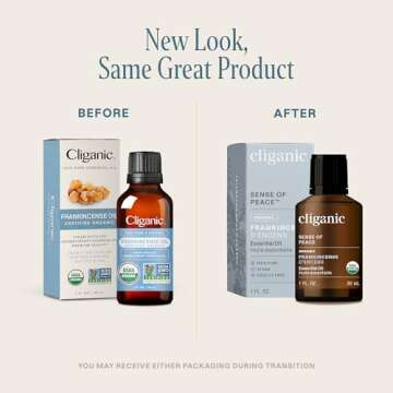 Cliganic USDA Organic Frankincense Essential Oil, 1oz - Pure Talc Free, Aromatherapy, Non-GMO, Vegan...