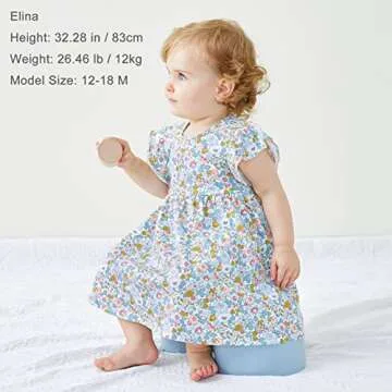 pureborn Baby Girls Ruffled Sleeve Dress Cotton Swing Dress Casual with Headband Bloomer 9-12 Months Floral Blue