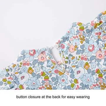 pureborn Baby Girls Ruffled Sleeve Dress Cotton Swing Dress Casual with Headband Bloomer 9-12 Months Floral Blue