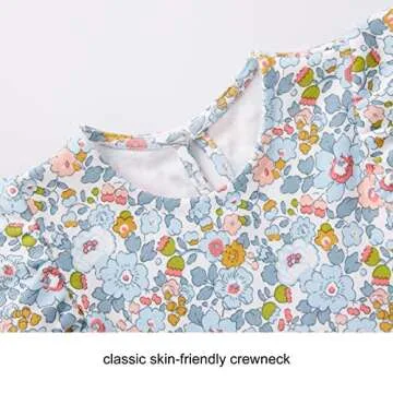 pureborn Baby Girls Ruffled Sleeve Dress Cotton Swing Dress Casual with Headband Bloomer 9-12 Months Floral Blue