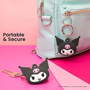 iFace Sanrio Friends Special Edition Silicone Protective Cover Designed for Apple AirTags [Cute Character Case] [Carabiner Keychain Clip Included] - Kuromi