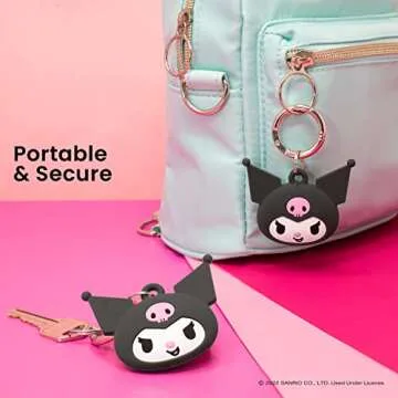 iFace Sanrio Friends Special Edition Silicone Protective Cover Designed for Apple AirTags [Cute Character Case] [Carabiner Keychain Clip Included] - Kuromi