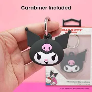 iFace Sanrio Friends Special Edition Silicone Protective Cover Designed for Apple AirTags [Cute Character Case] [Carabiner Keychain Clip Included] - Kuromi