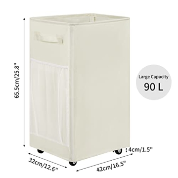 Chrislley 90L Rolling Laundry Basket with Wheels and Handles