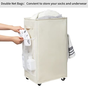 Chrislley 90L Rolling Laundry Basket with Wheels and Handles