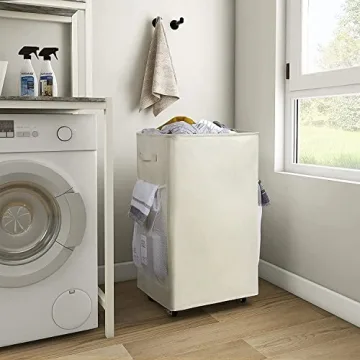 Chrislley 90L Rolling Laundry Basket with Wheels and Handles