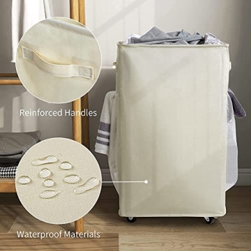 Chrislley 90L Rolling Laundry Basket with Wheels and Handles
