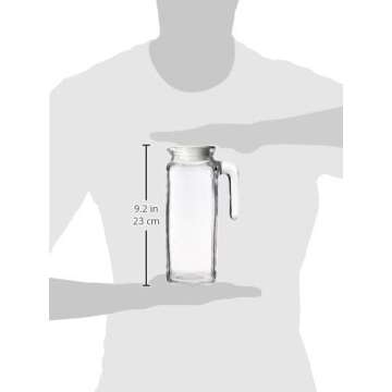Friwer Gelo Glass Jug With White Lid, Easy Pour Spout & Handle – For Water, Juice, Iced Coffee & Iced Tea, 41-Ounce (1.2 Liter)