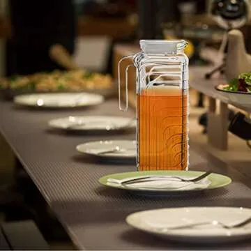 Friwer Gelo Glass Jug With White Lid, Easy Pour Spout & Handle – For Water, Juice, Iced Coffee & Iced Tea, 41-Ounce (1.2 Liter)