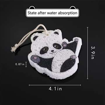 HUAHUALALA Panda Non-Scratch Scrub Sponges, Used to Wash Dishes and Clean The Kitchen, Cute Cartoon Compression Sponge, Cellulose Scrub Sponge Durable and Easy to Clean, Multi-use, 3 Count