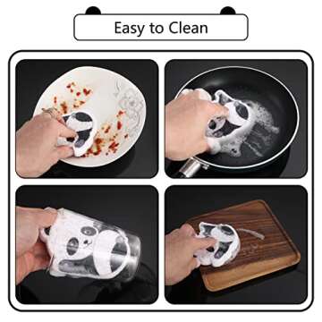 HUAHUALALA Panda Non-Scratch Scrub Sponges, Used to Wash Dishes and Clean The Kitchen, Cute Cartoon Compression Sponge, Cellulose Scrub Sponge Durable and Easy to Clean, Multi-use, 3 Count