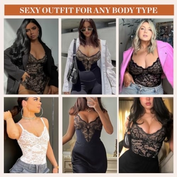 Elegant SHAPSHE Lace Bodysuit with Tummy Control Shaping
