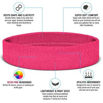 Suddora Sweatbands Set, Moisture Wicking 2 Wristbands and 1 Headband, Breathable Terry Cloth Athleti...