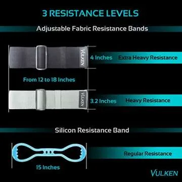Vulken Resistance Bands Set for Legs and Butt. Adjustable Hip Glute Workout Bands for Men and Women. Extra Thick and Heavy Hip Circles. Fabric and Silicon Exercise Resistance Bands Set of 3