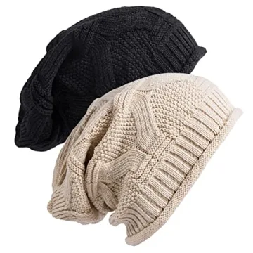 Senker Fashion 2 Pack Slouchy Beanie - Soft Winter Knit Hats for All