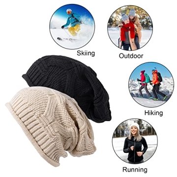 2 Pack Slouchy Beanie - Winter Knit Hats for All