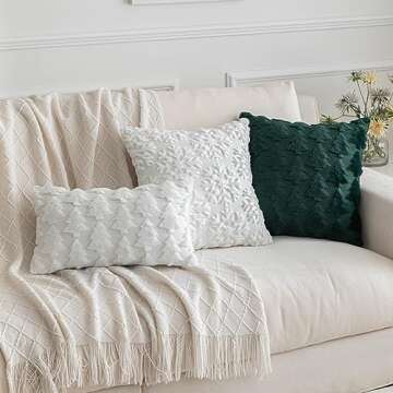 SHITURRE Christmas Tree Decorative Throw Pillow Covers Set of 2 Packs, Soft Fluffy Pillowcases for Home Décor, Boho Pillow Covers for Couch Bedroom(Green-Tree, 20"x20")