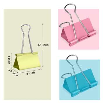 18 Pcs Extra Large Binder Clips 2 inch Length, Colorful Big Binder Clips for Office