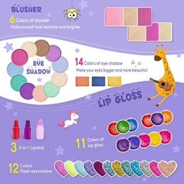 Tomons Kids Makeup Kit for Girl Real Washable Cosmetic Toy Beauty Set , Birthday Toys Gift for 3 4 5...