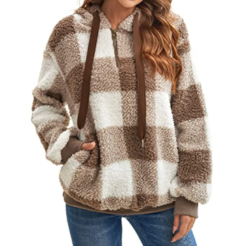 ReachMe Women's Cozy Sherpa Hoodie with Pockets