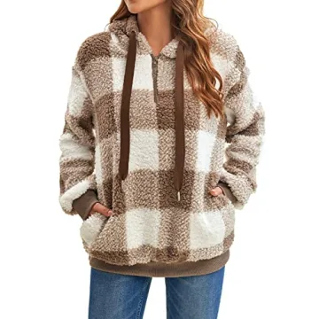 ReachMe Women's Cozy Sherpa Hoodie with Pockets