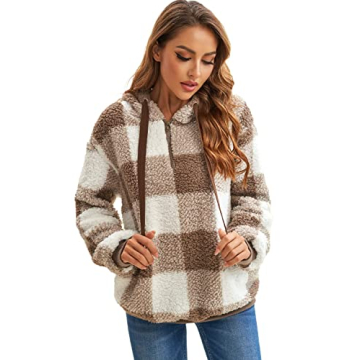 ReachMe Women's Cozy Sherpa Hoodie with Pockets