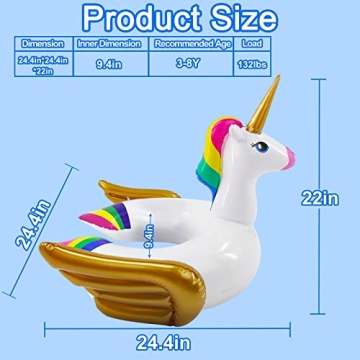 iGeeKid Unicorn Pool Float for Kids Summer Fun