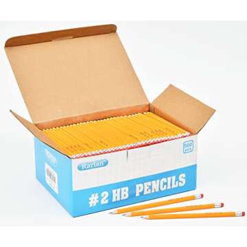Rarlan Wood-Cased #2 HB Pencils, Pre-sharpened, 500 Count Bulk Pack