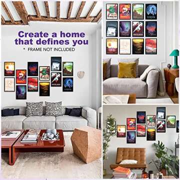 97 Decor Outer Space Decor For Boys Room - Vintage Space Poster For Bedroom Men, Sci-fi Planet Wall Decor Aesthetic, Retro Space Wall Art Prints, Futurism Astronomy Pictures For Kids (7x10 Unframed)