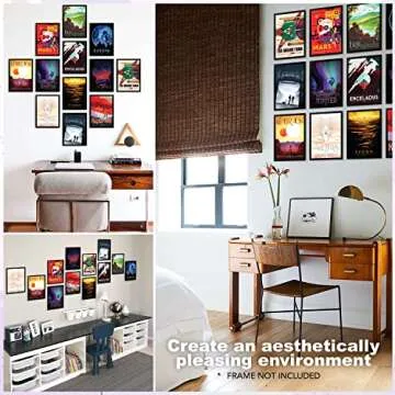 97 Decor Outer Space Decor For Boys Room - Vintage Space Poster For Bedroom Men, Sci-fi Planet Wall Decor Aesthetic, Retro Space Wall Art Prints, Futurism Astronomy Pictures For Kids (7x10 Unframed)