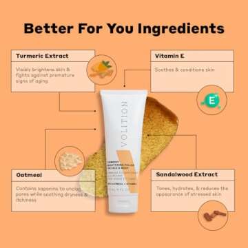 Volition Beauty Turmeric Brightening Polish with Oatmeal + Vitamin E | Physical Scrub to Exfoliate F...