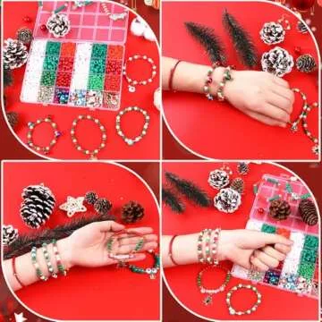 2600 PCS Christmas Beads, Christmas Clay Beads Kit, Christmas Pony Beads and Glass Seed Beads for Jewelry Making, Christmas Bracelet Making Kit with Christmas Charms for Bracelets Gift Garland Decor