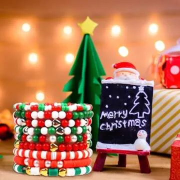 2600 PCS Christmas Beads, Christmas Clay Beads Kit, Christmas Pony Beads and Glass Seed Beads for Jewelry Making, Christmas Bracelet Making Kit with Christmas Charms for Bracelets Gift Garland Decor