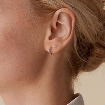 PAVOI 14K Gold Plated Sterling Silver Post Huggies | Cubic Zirconia Huggie Earrings for Women | Nano...